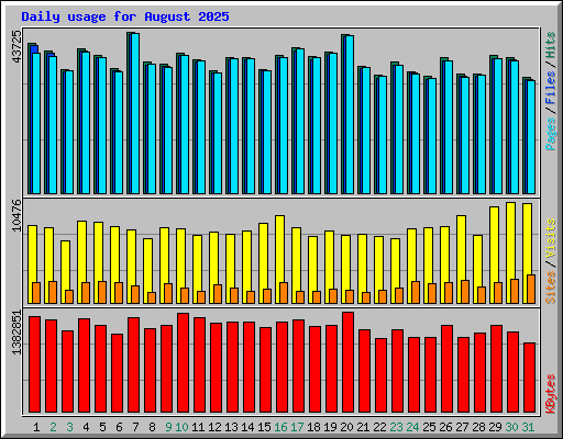 Daily usage for August 2025